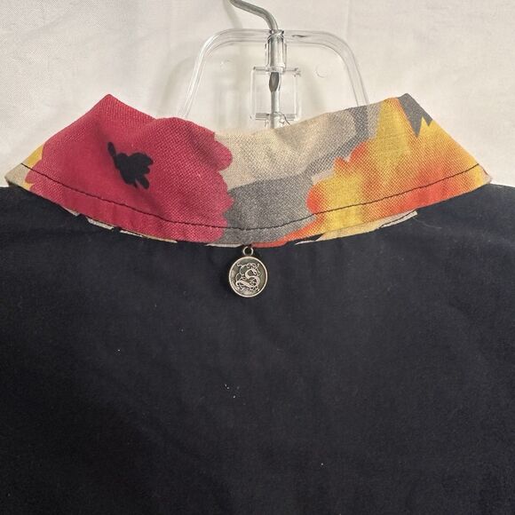 NEW Soft Surroundings Floral Provence Shirt Dress Black Red Size XS Embellished - Picture 7 of 9